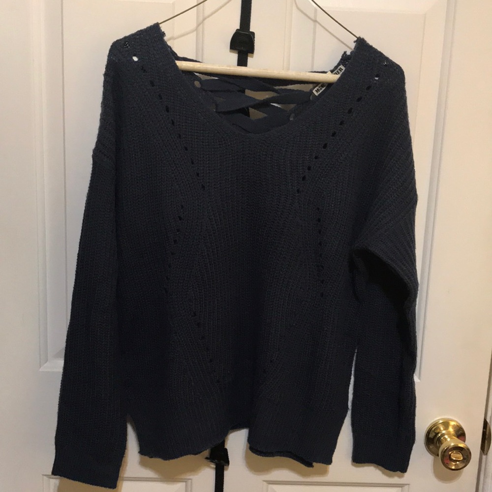Navy Laced Back sweater